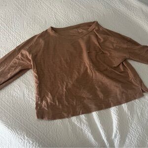 Aerie orange/beige long sleeve cropped sweater